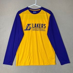 NBA Lakers Long Sleeve Shirt Adult Large Yellow/Purple‎ Basketball Jersey Mens